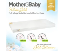 Mother & Baby White Gold Anti Allergy Pocket Sprung Cot Mattress 120x60cm 12 Mother & Baby White Gold Anti Allergy Pocket Sprung Cot Mattress 120x60cm -Room to Grow 1 mother and baby white gold cot bed mattress 35642.1661857939