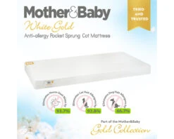 Mother & Baby White Gold Anti Allergy Pocket Sprung Cot Mattress 120x60cm 9 Mother & Baby White Gold Anti Allergy Pocket Sprung Cot Mattress 120x60cm -Room to Grow 1 mother and baby white gold cot mattress 43416.1661858591