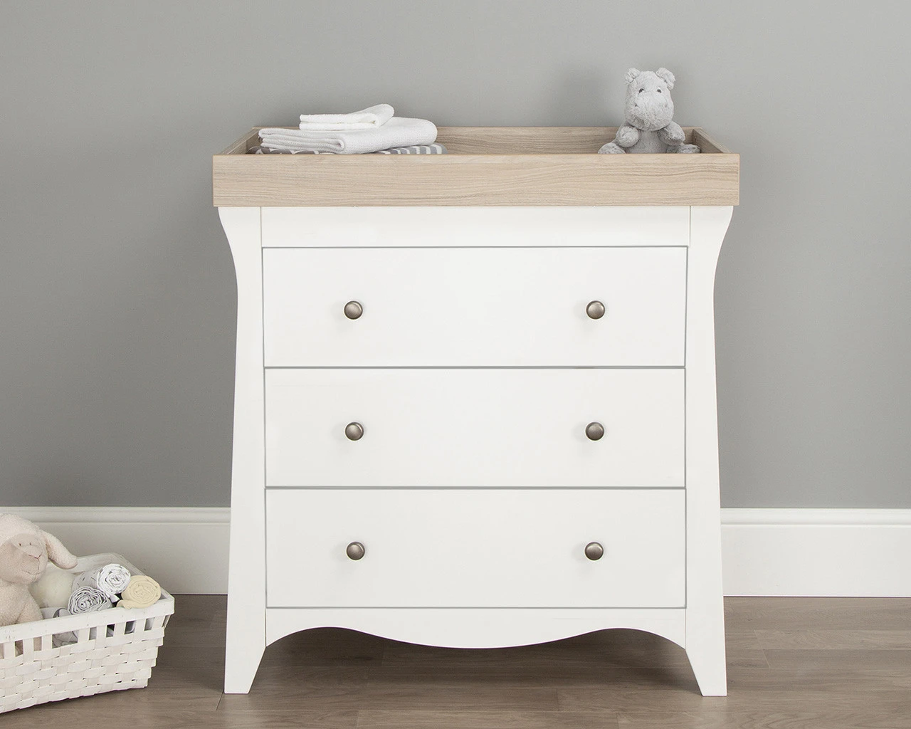 Clara 3 Drawer Chest & Changer In White & Driftwood Ash 3 Clara 3 Drawer Chest & Changer In White & Driftwood Ash - Image 3