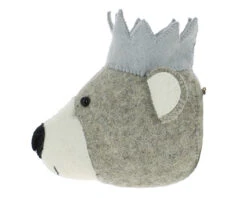 Bear With Blue Crown Felt Animal Wall Head Decor -Room to Grow Bear Blue Crown 002 84384.1664534139