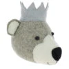 Bear With Blue Crown Felt Animal Wall Head Decor