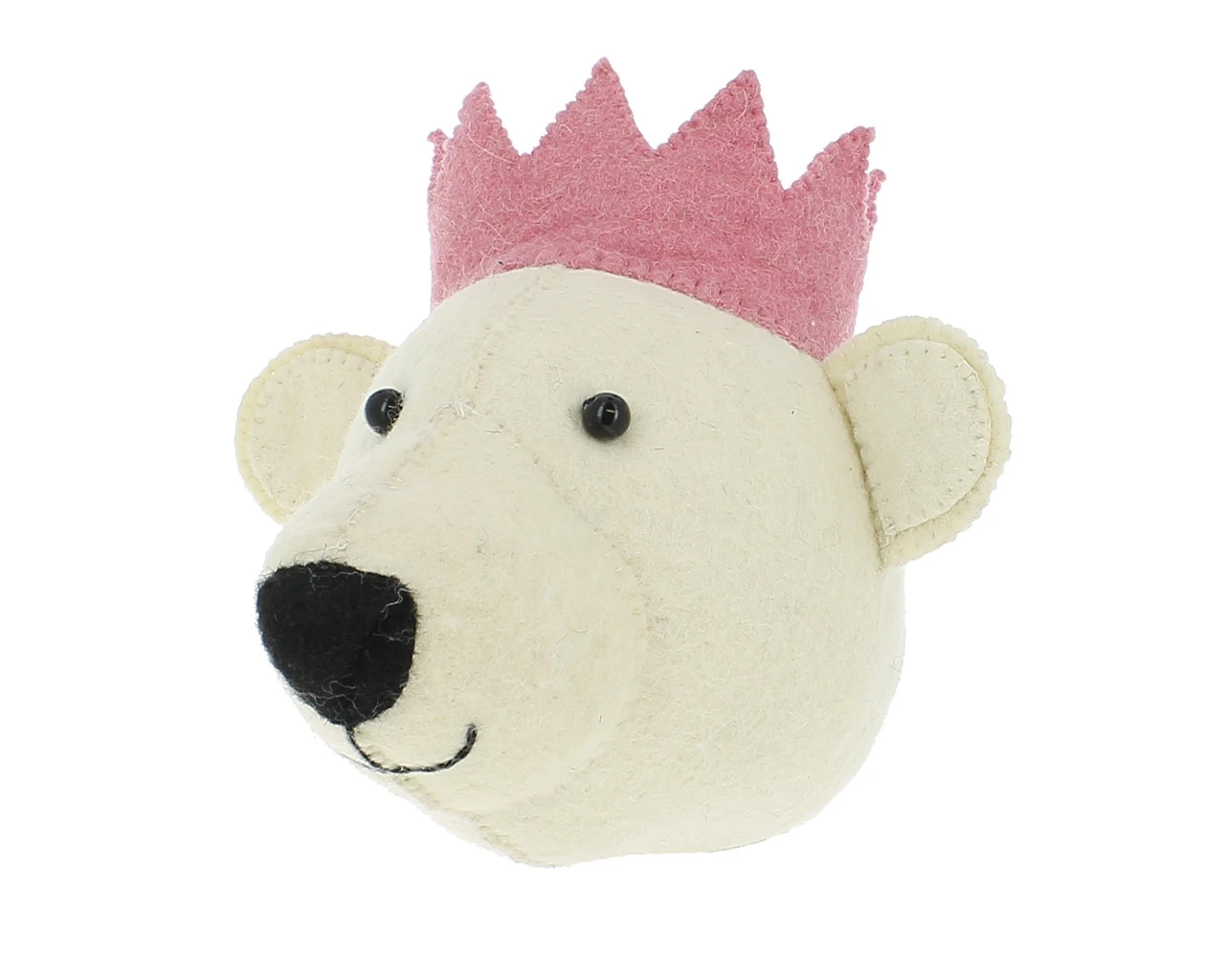Bear With Pink Crown Felt Animal Wall Head Decor 2 Bear With Pink Crown Felt Animal Wall Head Decor - Image 2