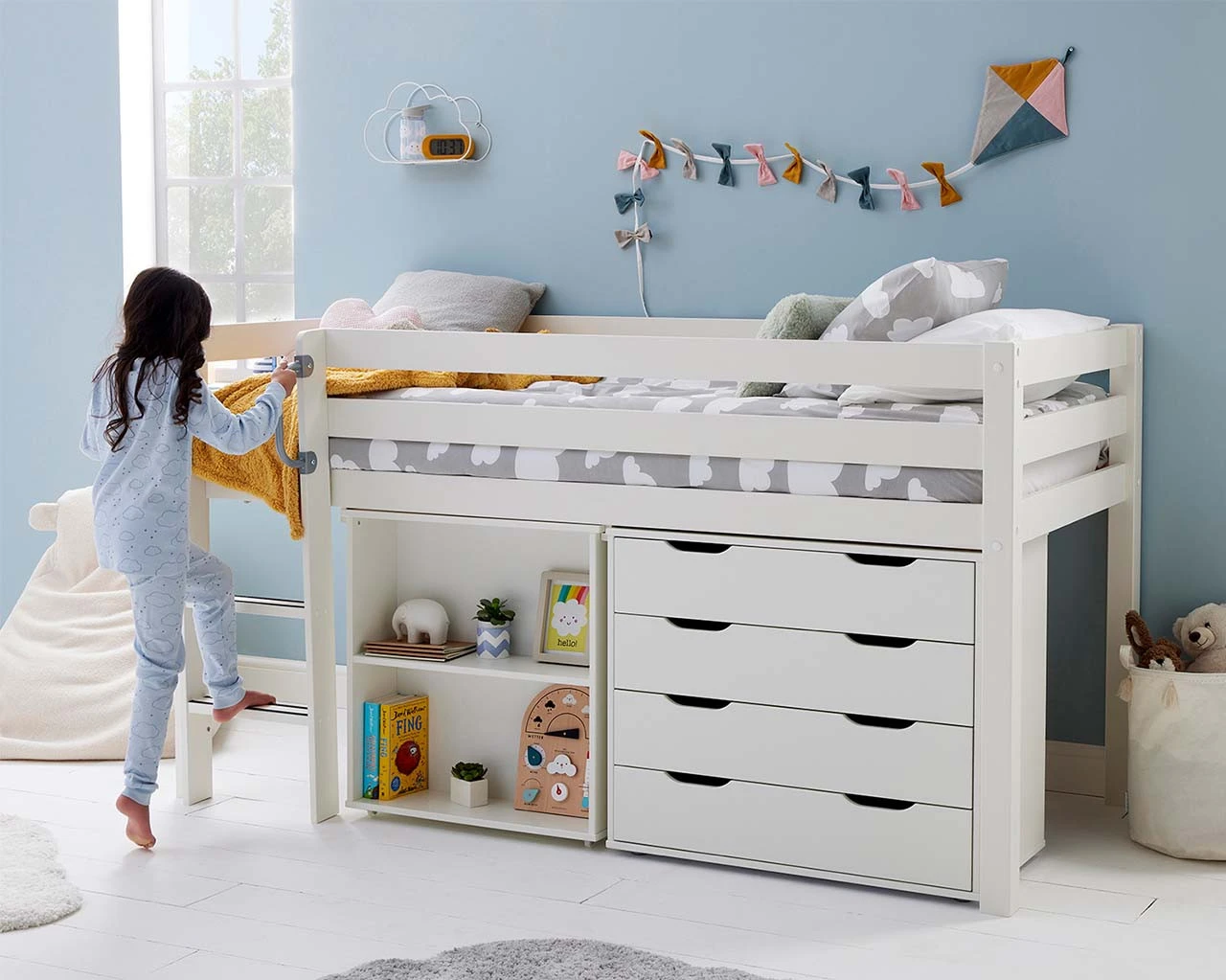 Breeze Solid Wood Mid Sleeper Bed With Pull Out Desk And Chest 2 Breeze Solid Wood Mid Sleeper Bed With Pull Out Desk And Chest - Image 2