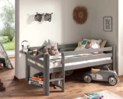 Breeze Solid Wood Low Midsleeper Bed In Grey