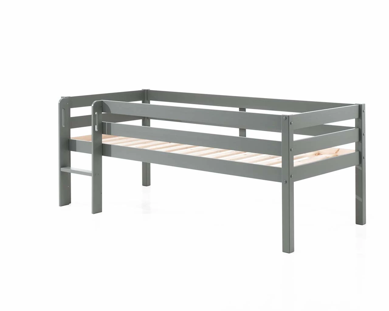 Breeze Solid Wood Low Midsleeper Bed In Grey 4 Breeze Solid Wood Low Midsleeper Bed In Grey - Image 4