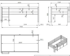 Breeze Solid Wood Low Midsleeper Bed In Grey 14 Breeze Solid Wood Low Midsleeper Bed In Grey -Room to Grow Breeze 0004 midsleeper dimensions 03886.1658843487