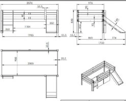 Breeze Solid Wood Low Midsleeper Bed With Slide In Grey 11 Breeze Solid Wood Low Midsleeper Bed With Slide In Grey -Room to Grow Breeze 0005 low midsleeper with slide dimensions 43407.1658916873
