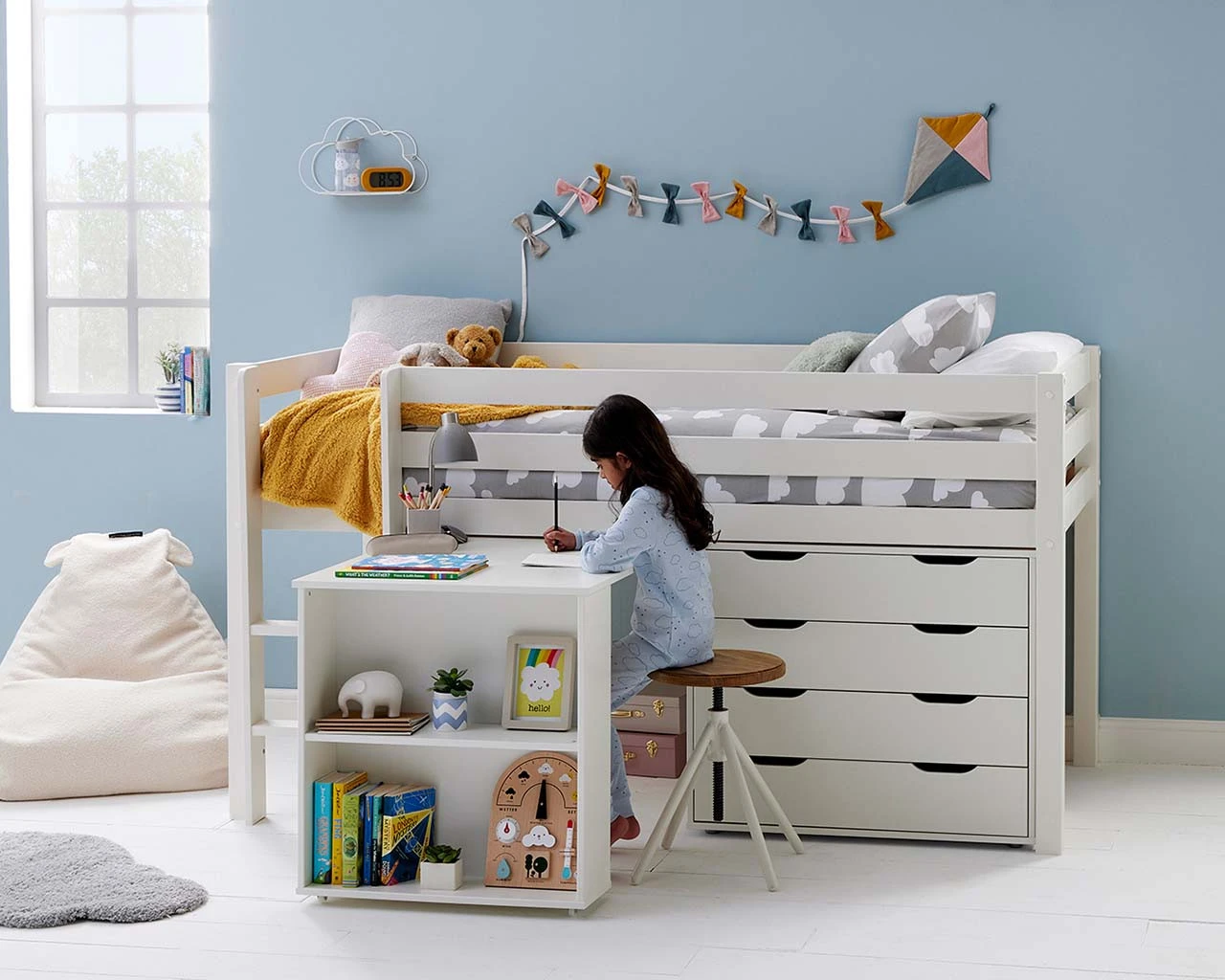 Breeze Solid Wood Mid Sleeper Bed With Pull Out Desk And Chest 3 Breeze Solid Wood Mid Sleeper Bed With Pull Out Desk And Chest - Image 3
