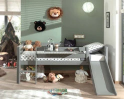 Breeze Solid Wood Low Midsleeper Bed With Slide In Grey 8 Breeze Solid Wood Low Midsleeper Bed With Slide In Grey -Room to Grow Breeze 0006 low mid with slide grey 86751.1658916872