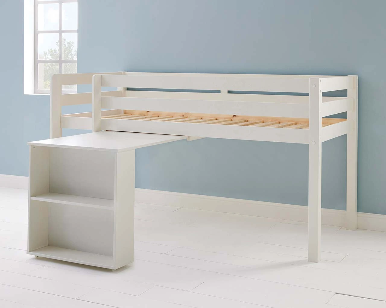 Breeze Solid Wood Mid Sleeper Bed With Pull Out Desk 4 Breeze Solid Wood Mid Sleeper Bed With Pull Out Desk - Image 4