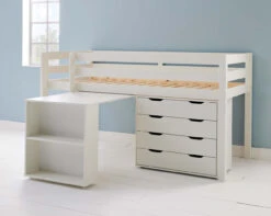 Breeze Solid Wood Mid Sleeper Bed With Pull Out Desk And Chest