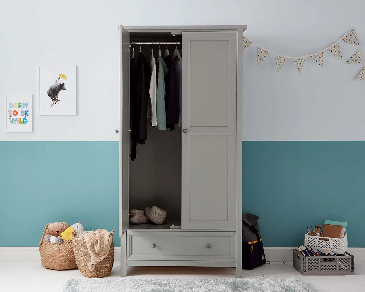 Cambridge Double Wardrobe In Soft Grey 2 Cambridge Double Wardrobe In Soft Grey - Image 2