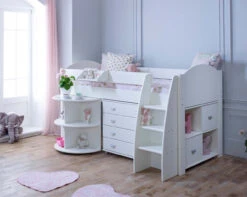 Eli Midsleeper With Pullout Desk, Chest And Cube Storage Unit