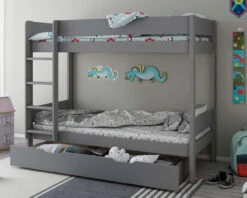 Estella Grey Bunk Bed With Pull Out Drawer