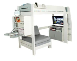 Urban Grey Highsleeper With Desk, Chair Bed And Cupboard