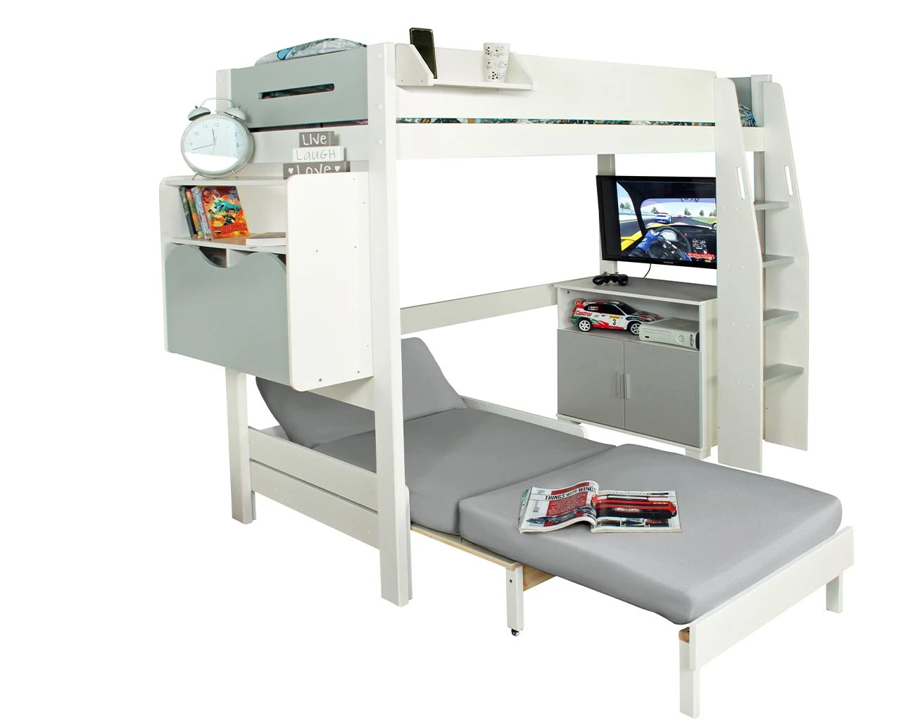 Urban Grey Highsleeper With Desk, Chair Bed And Cupboard 3 Urban Grey Highsleeper With Desk, Chair Bed And Cupboard - Image 3