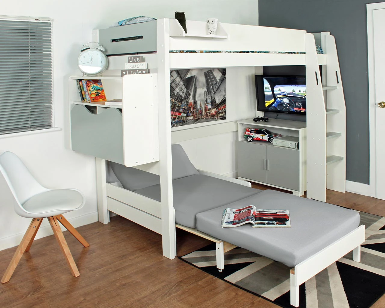 Urban Grey Highsleeper With Desk, Chair Bed And Cupboard 2 Urban Grey Highsleeper With Desk, Chair Bed And Cupboard - Image 2