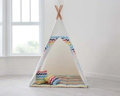 Kids Teepee Tent, Cushions And Play Mat In Rainbow Print