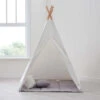 Kids Teepee Tent, Cushions And Play Mat In Natural/Grey