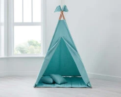 Kids Teepee Tent, Cushions And Play Mat In Mint Green