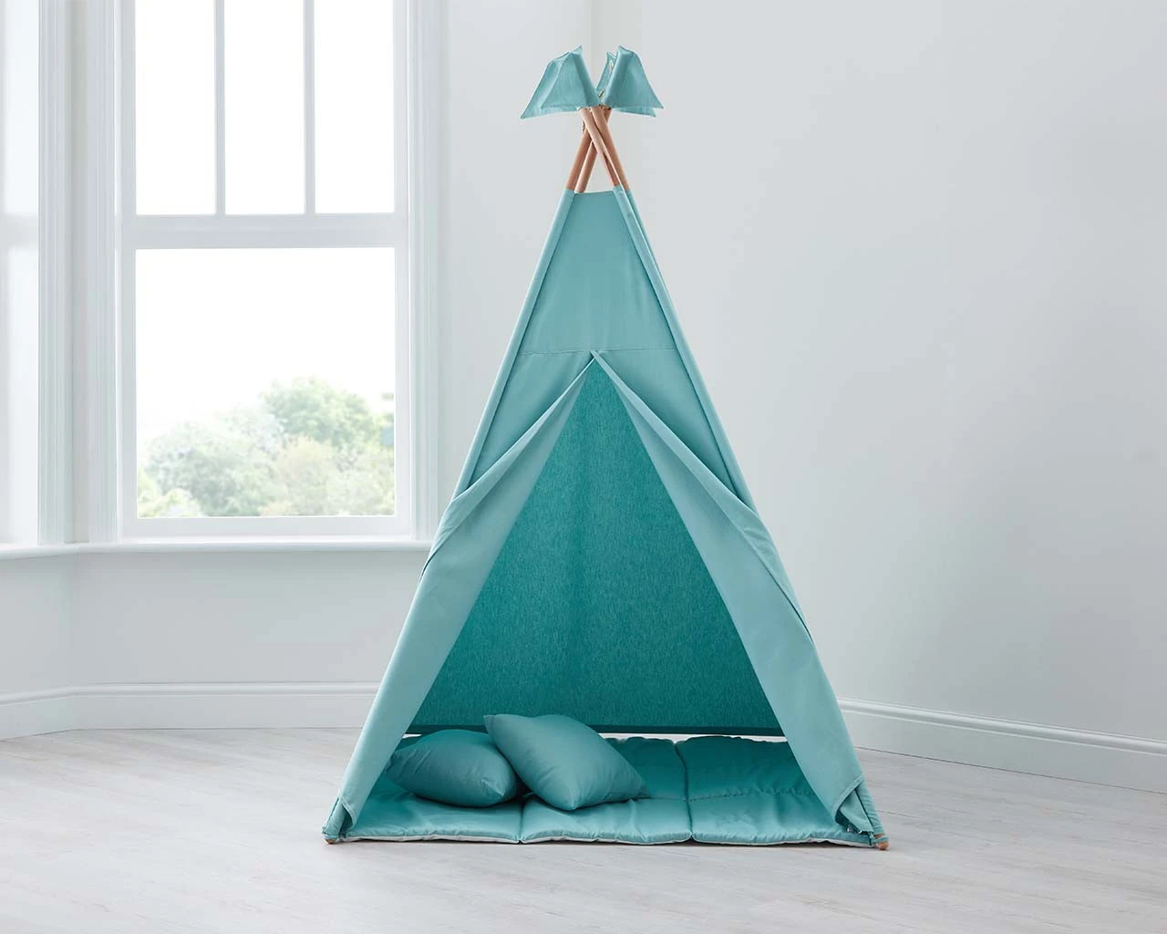 Kids Teepee Tent, Cushions And Play Mat In Mint Green 1 Kids Teepee Tent, Cushions And Play Mat In Mint Green