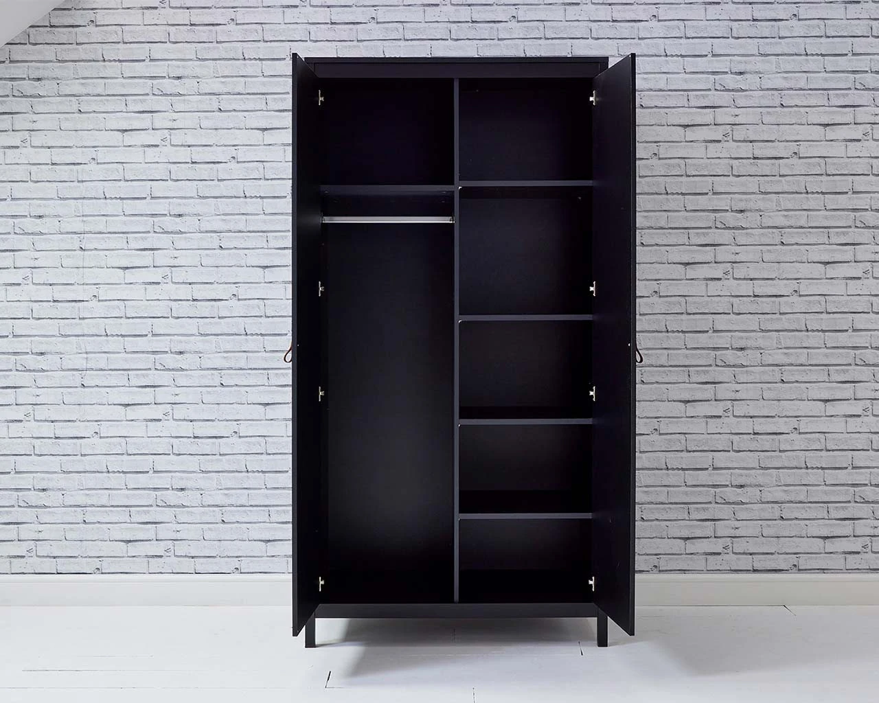 Loop 2 Door Wardrobe Black 3 Loop 2 Door Wardrobe Black - Image 3