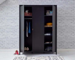 Loop 3 Door Wardrobe Black