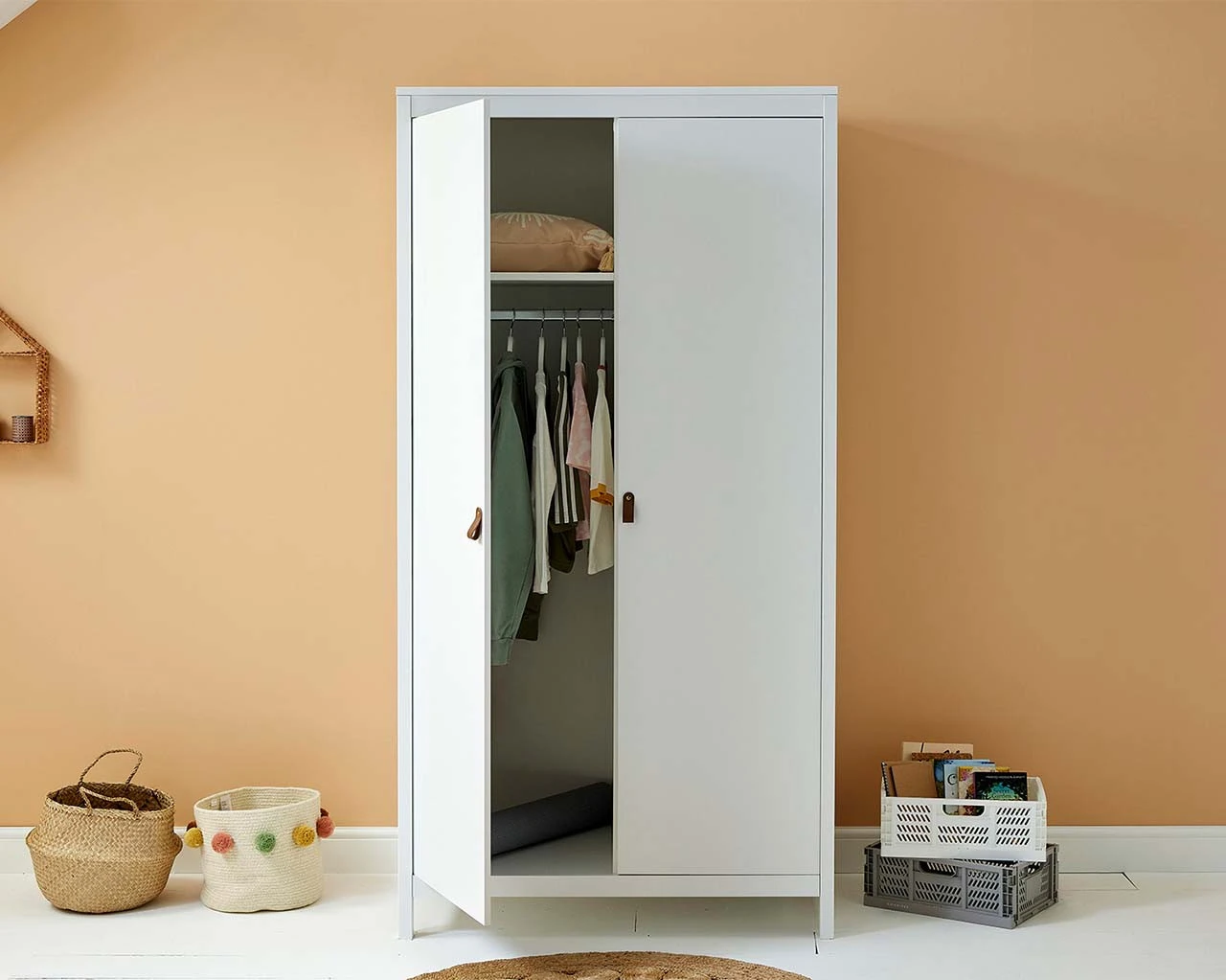 Loop 2 Door Wardrobe White 2 Loop 2 Door Wardrobe White - Image 2