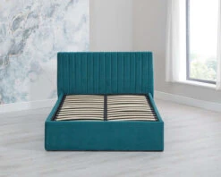 Luca Velvet Small Double Ottoman Bed 11 Luca Velvet Small Double Ottoman Bed -Room to Grow Luca 0000 Teal front 53529.1658929152