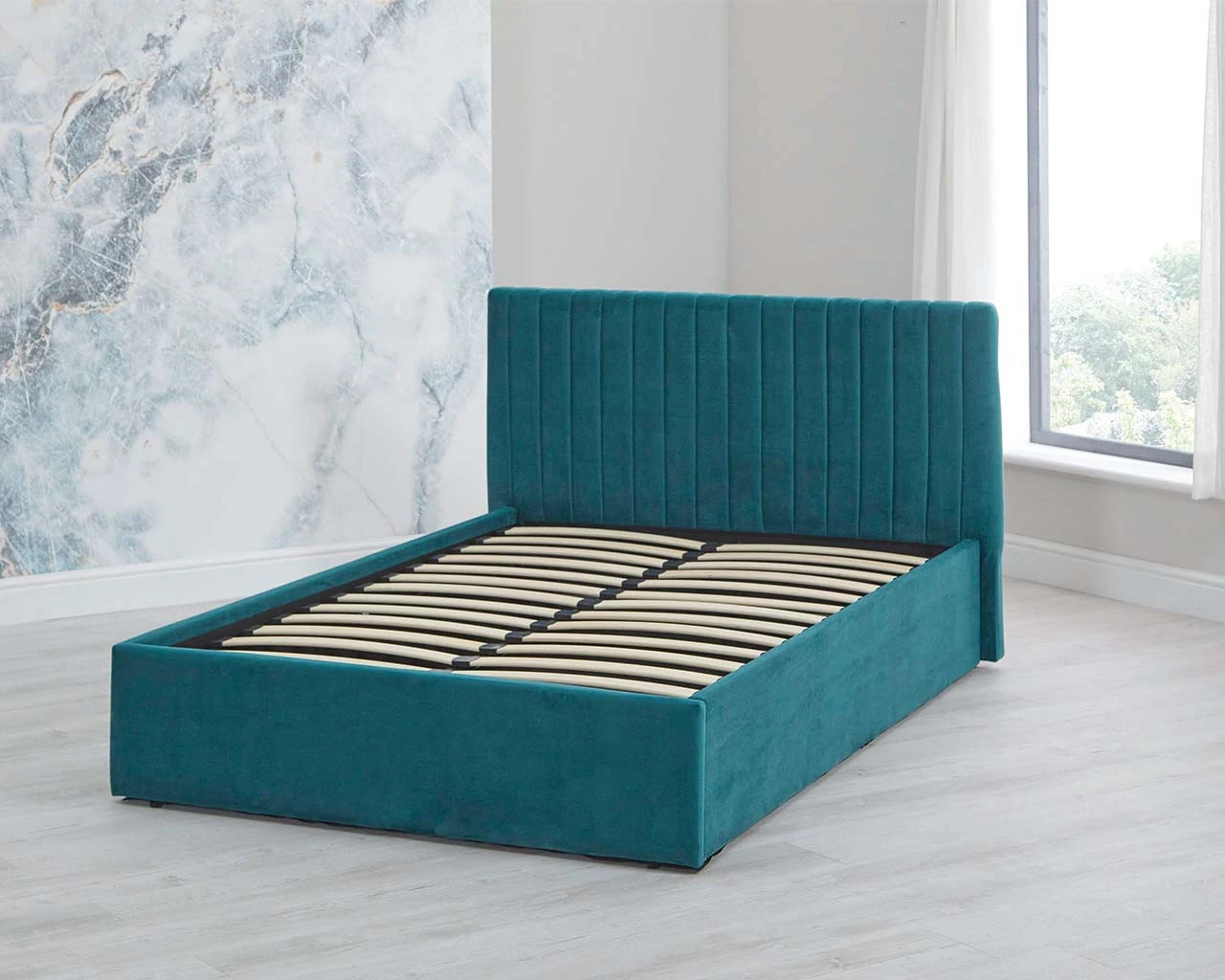Luca Velvet Small Double Ottoman Bed 5 Luca Velvet Small Double Ottoman Bed - Image 5
