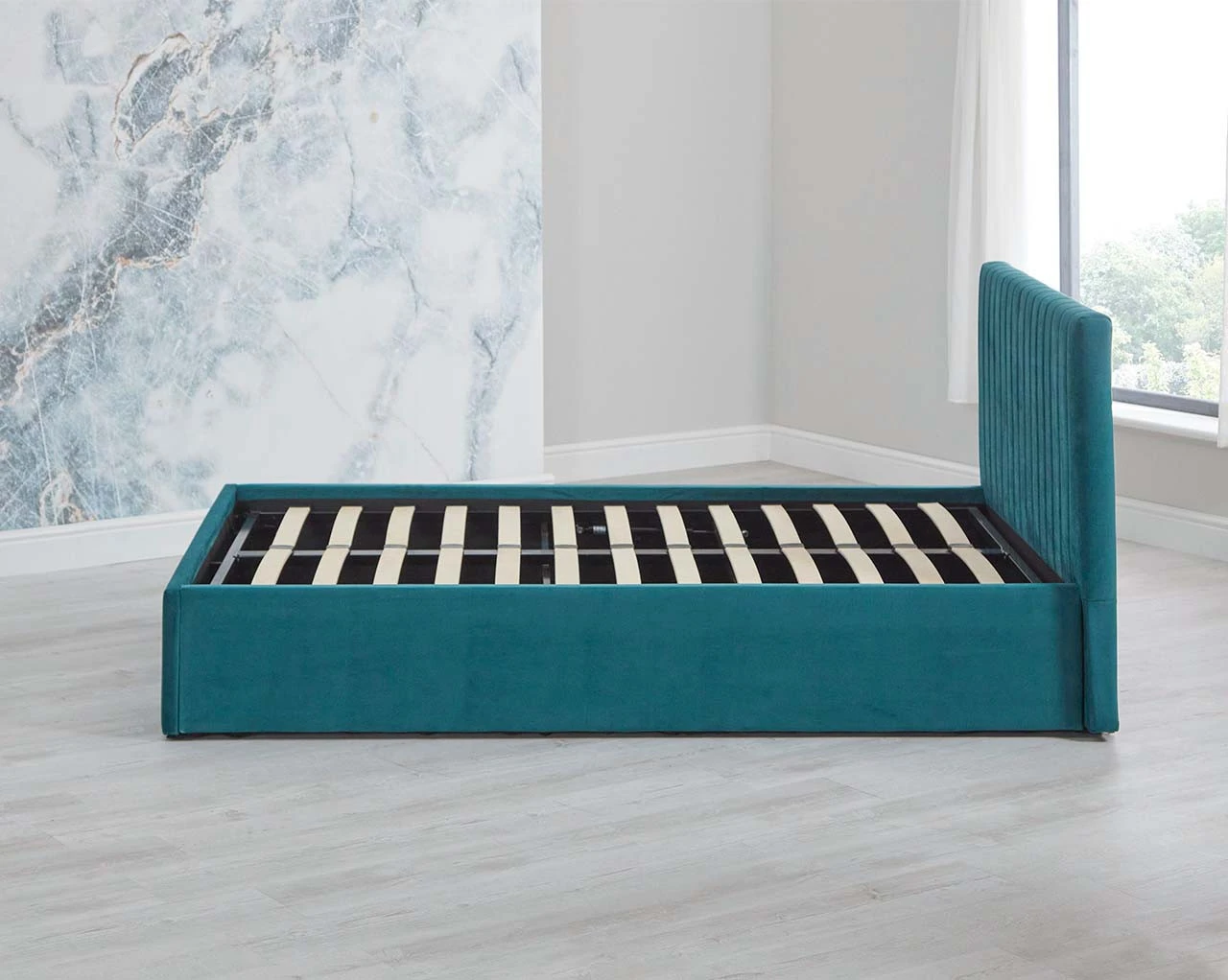 Luca Velvet Small Double Ottoman Bed 6 Luca Velvet Small Double Ottoman Bed - Image 6