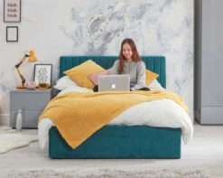 Luca Velvet Small Double Ottoman Bed