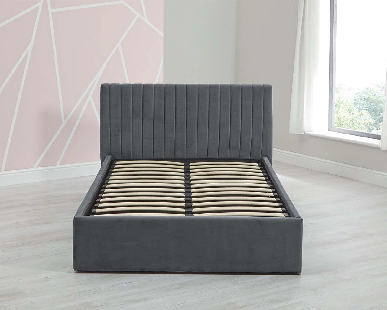 Luca Velvet Double Ottoman Bed 1 Luca Velvet Double Ottoman Bed