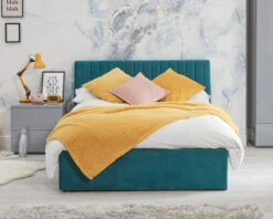 Luca Velvet Double Ottoman Bed 12 Luca Velvet Double Ottoman Bed -Room to Grow Luca small double teal front shot 41274.1665398494