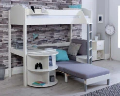Noah High Sleeper With Extendable Desk And Chair Bed 15 Noah High Sleeper With Extendable Desk And Chair Bed -Room to Grow Noah 0000 D white white grey 91011.1659447651