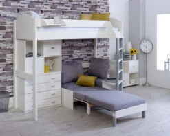 Noah High Sleeper With Chair Bed, Chest And Cube Storage Unit
