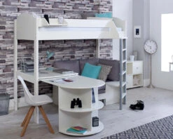 Noah High Sleeper With Extendable Desk And Chair Bed 14 Noah High Sleeper With Extendable Desk And Chair Bed -Room to Grow Noah 0001 D white white grey 25805.1659447651