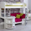 Noah High Sleeper With Chair Bed, Extendable Desk With Shelf Unit