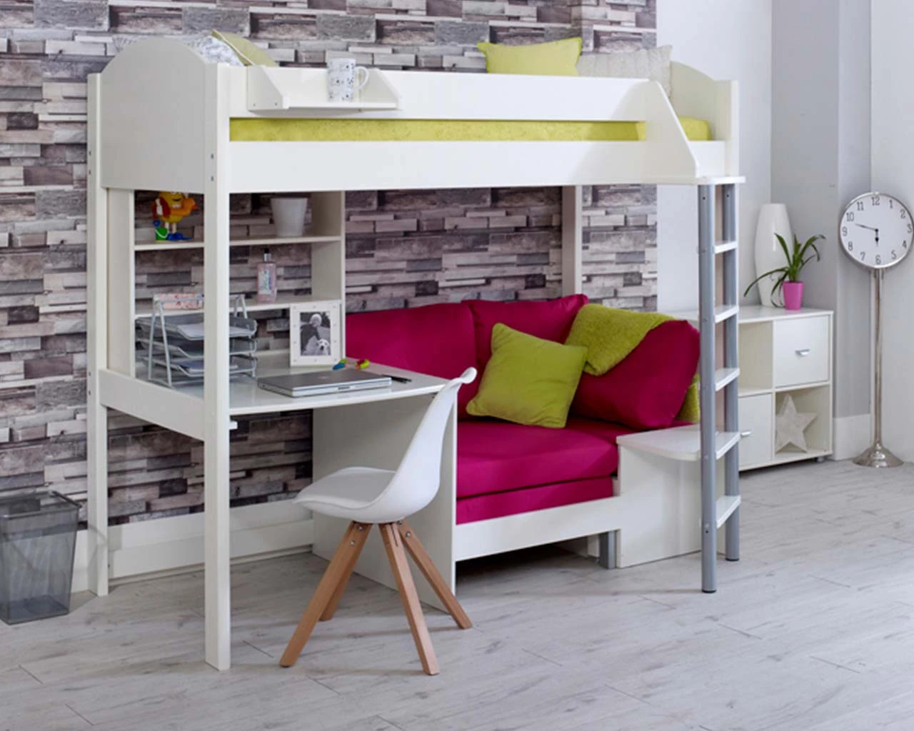 Noah High Sleeper With Desk With Shelf Unit And Chair Bed 2 Noah High Sleeper With Desk With Shelf Unit And Chair Bed - Image 2