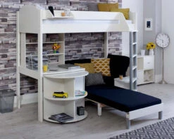 Noah High Sleeper With Chair Bed, Extendable Desk With Shelf Unit 12 Noah High Sleeper With Chair Bed, Extendable Desk With Shelf Unit -Room to Grow Noah 0004 E white white black 95441.1659446993