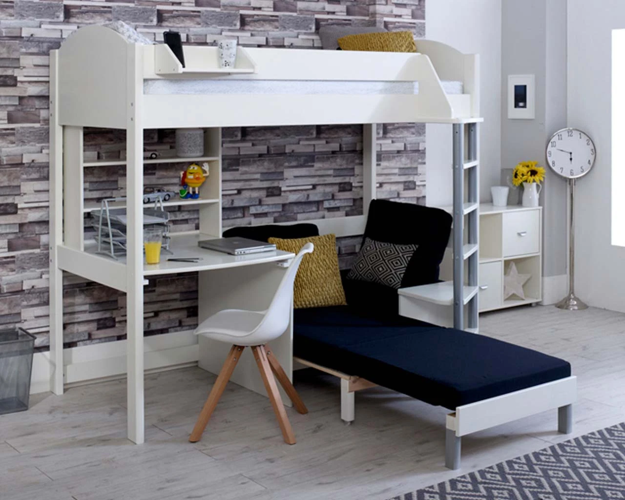 Noah High Sleeper With Desk With Shelf Unit And Chair Bed 4 Noah High Sleeper With Desk With Shelf Unit And Chair Bed - Image 4