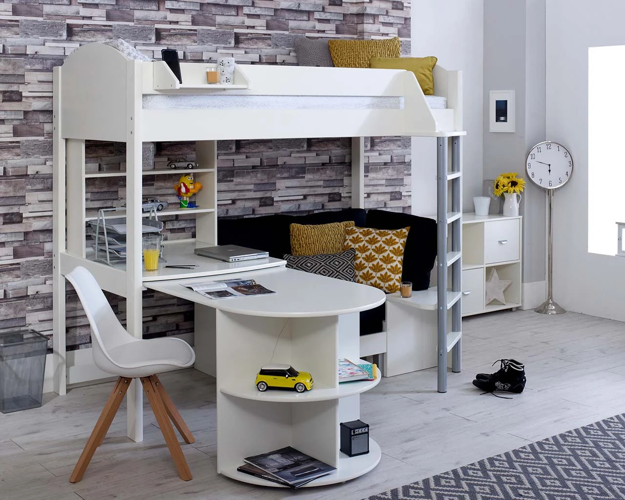 Noah High Sleeper With Chair Bed, Extendable Desk With Shelf Unit 3 Noah High Sleeper With Chair Bed, Extendable Desk With Shelf Unit - Image 3