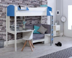 Noah High Sleeper With Desk With Shelf Unit And Chair Bed 14 Noah High Sleeper With Desk With Shelf Unit And Chair Bed -Room to Grow Noah 0008 C white blue grey 15891.1659443079