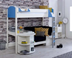 Noah High Sleeper With Extendable Desk And Chair Bed 16 Noah High Sleeper With Extendable Desk And Chair Bed -Room to Grow Noah 0010 D white blue black 05574.1659447651