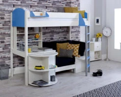 Noah High Sleeper With Chair Bed, Extendable Desk With Shelf Unit 15 Noah High Sleeper With Chair Bed, Extendable Desk With Shelf Unit -Room to Grow Noah 0010 E white blue black 40353.1659446993
