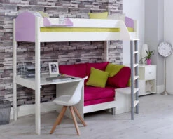 Noah High Sleeper With Desk And Chair Bed 15 Noah High Sleeper With Desk And Chair Bed -Room to Grow Noah B White Lilac Pink 88643.1681746852