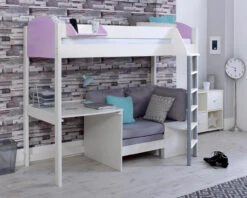 Noah High Sleeper With Desk And Chair Bed 14 Noah High Sleeper With Desk And Chair Bed -Room to Grow Noah B White Lilac Silver 72496.1681746852