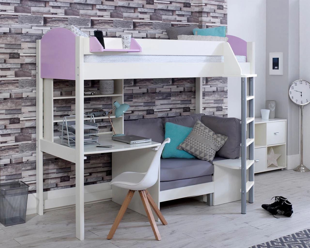 Noah High Sleeper With Desk With Shelf Unit And Chair Bed 6 Noah High Sleeper With Desk With Shelf Unit And Chair Bed - Image 6