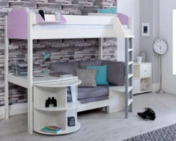 Noah High Sleeper With Extendable Desk And Chair Bed 18 Noah High Sleeper With Extendable Desk And Chair Bed -Room to Grow Noah D White Lilac Silver 79167.1681811409