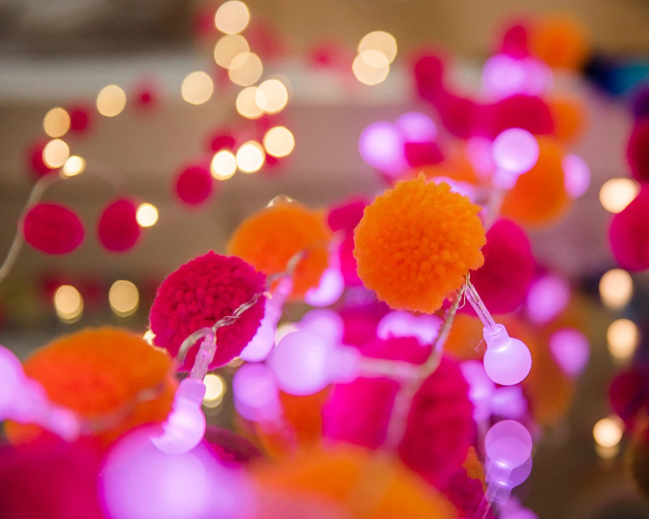 Bright Pom Pom Fairy Lights 2 Bright Pom Pom Fairy Lights - Image 2